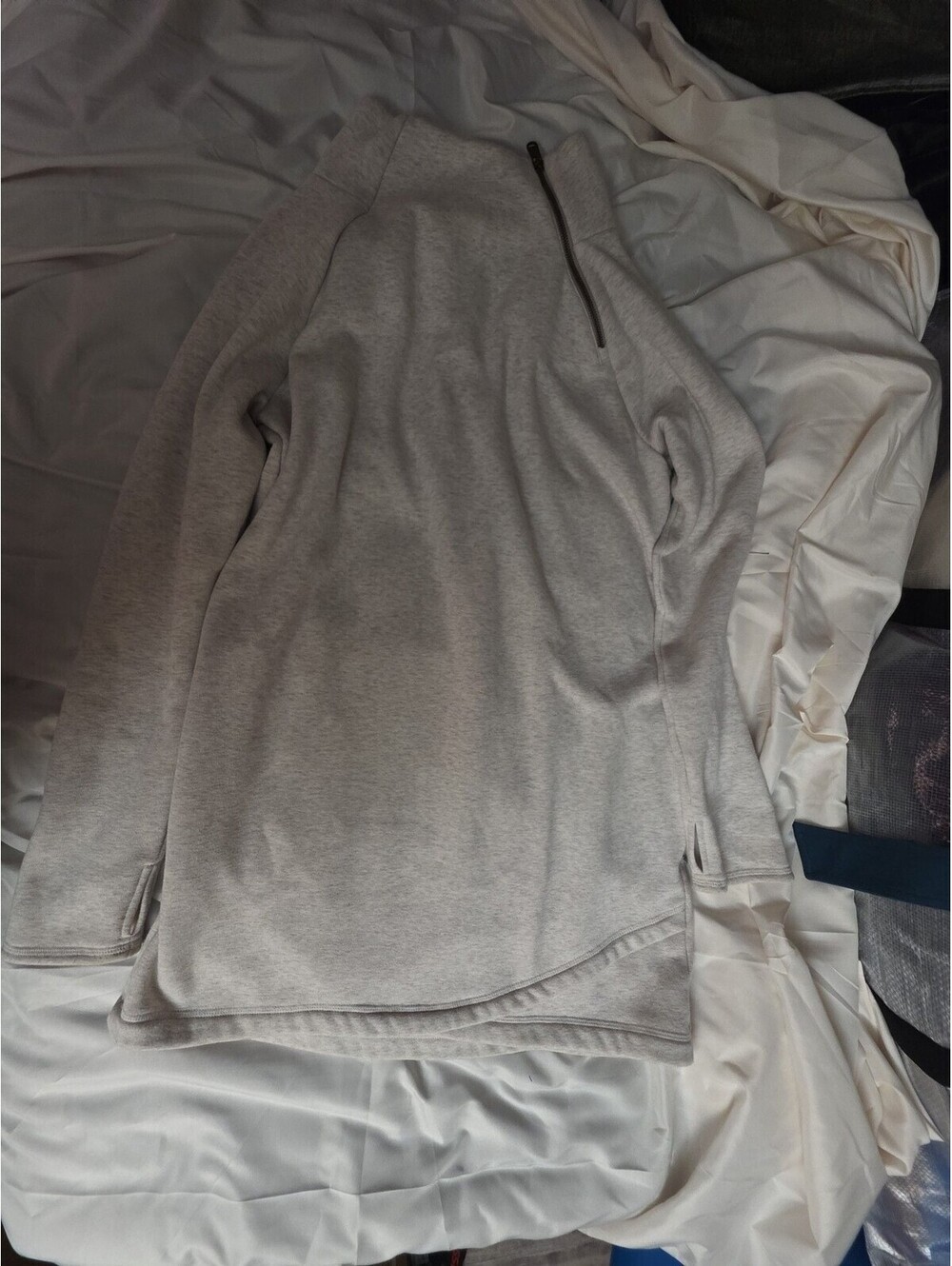 Athleta Cozy Karma Asym Sweatshirt Dress Size M Beige